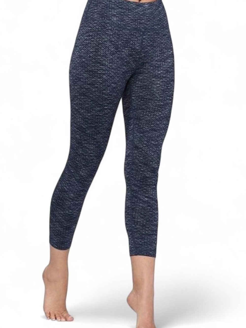Manduka Navy Space-Dyed High-Rise Crop Leggings